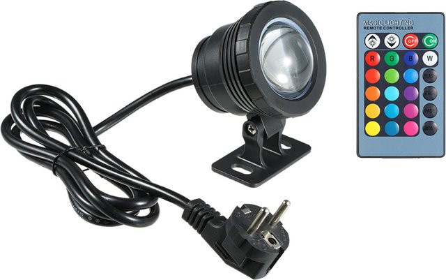 TOMTOP JMS RGB LED Unterwasserlicht Tauchlampe mit Fernbedienung, 10W, Schwarz, 16 Farben, US-Stecker - Bild 1