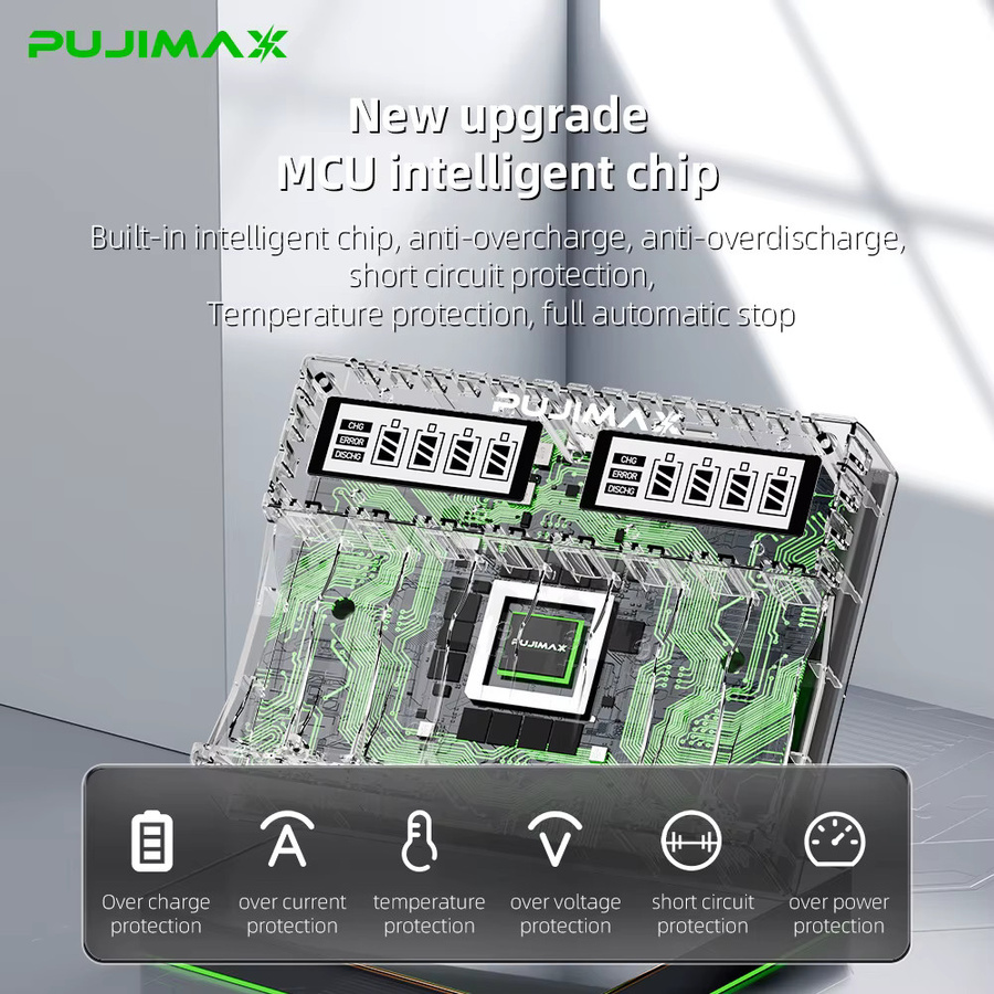 PUJIMAX 1,5 V wiederaufladbarer Lithium-Ionen-Akku mit 8-fach Ladegerät in Grün - Bild 3