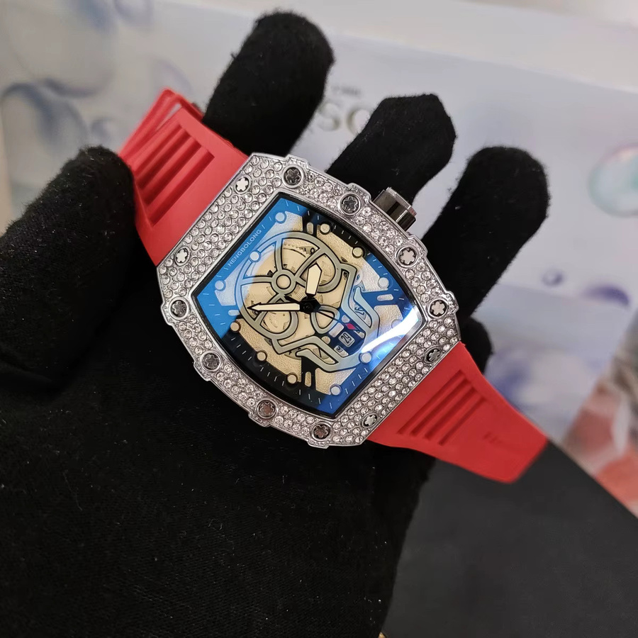 STARPERISH Armbanduhr, Tonneau, Quarz, Diamantbesetzt, Silber, Herren - Bild 2