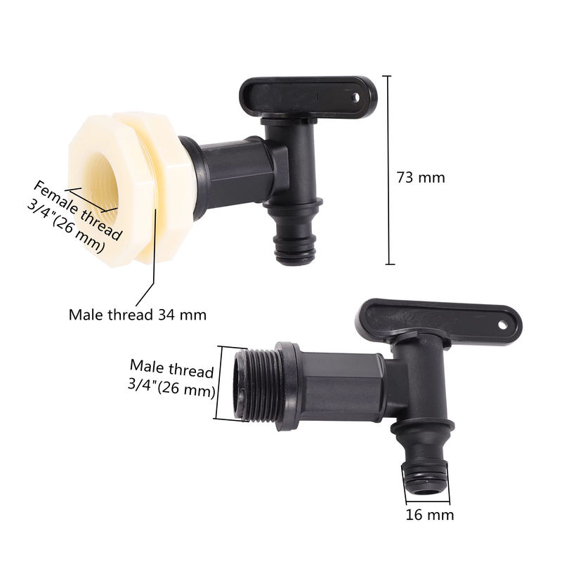 IBC Tank Adapter mit 3/4 Zoll Gewinde und 16mm Nippel aus Kunststoff für Garten und Landwirtschaft - Bild 2