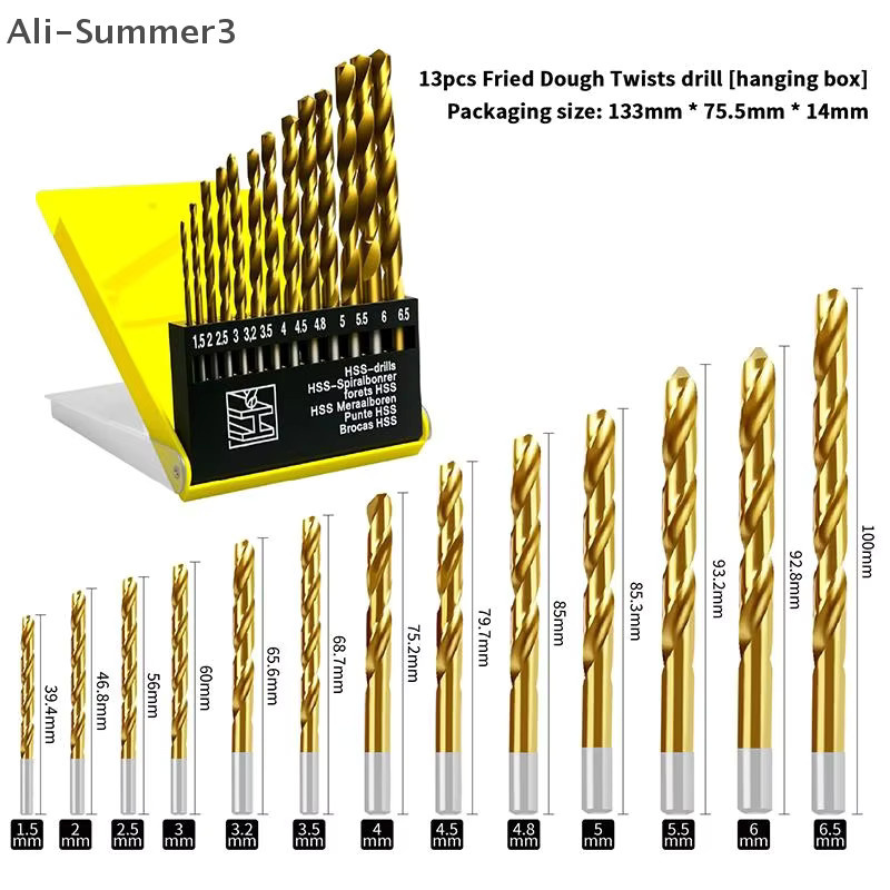 13-teiliges Twist Bohrer Set in Silber und Gold für Holz, Metall, Keramik, Fliesen, Glas, Marmor und Beton, Durchmesser 1,5 mm bis 6,5 mm - Bild 6