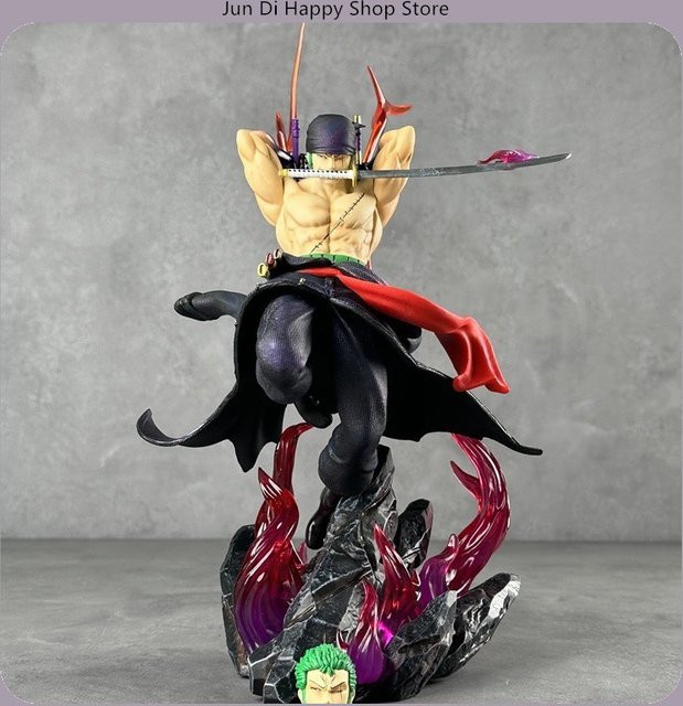 Bandai One Piece Roronoa Zoro Animationsstatue mit austauschbarem Doppelkopf im Drei-Schwert-Stil, Höhe: 28 cm - Bild 1