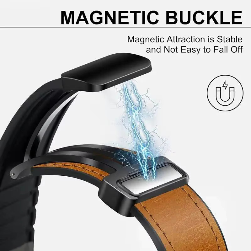 Uhrenarmband Silikon-Lederband, Magnetverschluss, Unisex - Bild 3