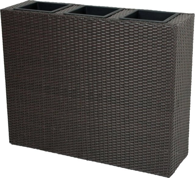 DELUKE Blumenkasten BETTY mit 3 Fächern in Braun aus Kunststoff und Stahl für Garten und Balkon, H x B x T: 80 x 30 x 30 cm - Bild 1
