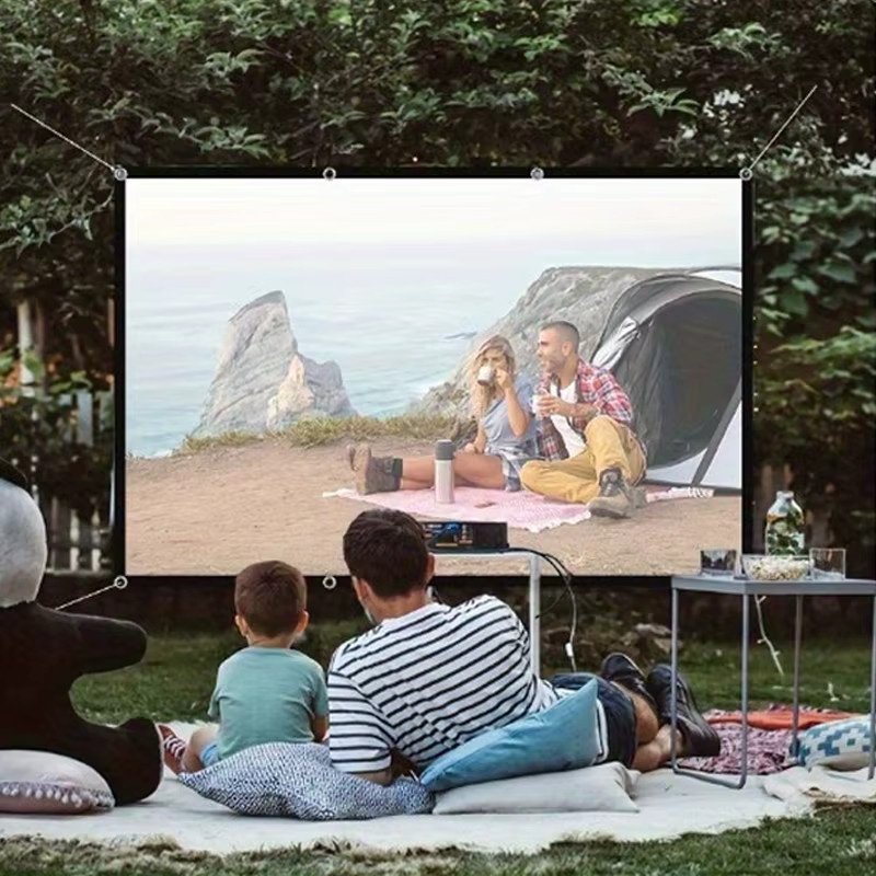 LEJIADA Projektionsfilmbildschirm in Weiß mit Seil für Innen- und Außenbereich, 100 Zoll - Bild 4