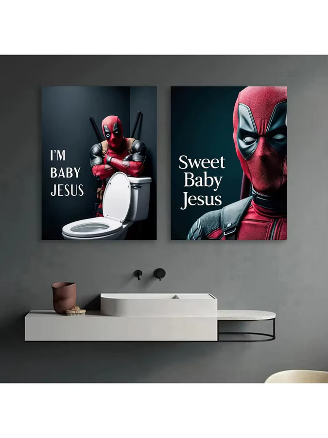 Beast Kingdom Deadpool Baby-Jesus Kunstdruck als buntes Papierposter für dein Badezimmer oder Zuhause - Bild 2