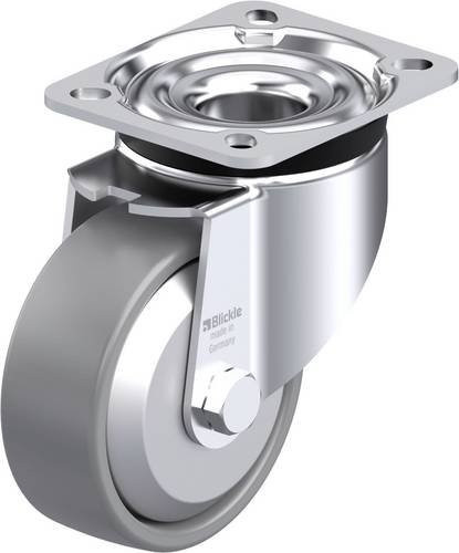 Blickle Stahlblech-Lenkrolle LK-PO 100KA-1-ELS-FA in Silber, Rad-Durchmesser: 100 mm, Tragfähigkeit: 280 kg - Bild 1