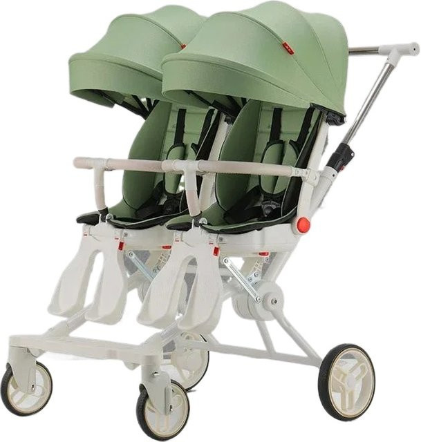 LUVCHAIN Doppelkinderwagen in Orange, faltbarer Kombikinderwagen für zwei Kinder mit zwei Sitzen zum Sitzen und Liegen - Bild 1