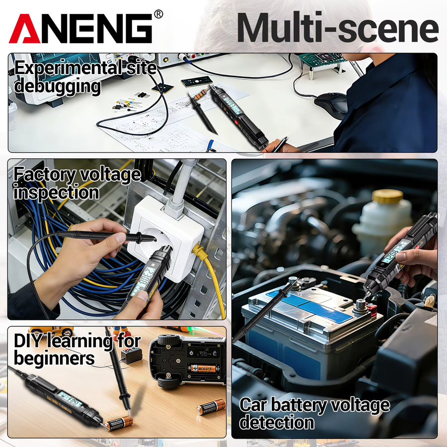 ANENG A3005 Elektriker-Spezialmultimeter im Stiftformat mit NCV-Induktionsmessung und Nullleiter-Erkennung in Schwarz - Bild 2