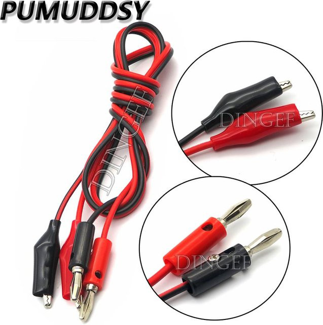 Elektrische Krokodilklemmen-Testkabel mit Bananensteckern für Multimeter, 1 Meter, Rot und Schwarz - Bild 1