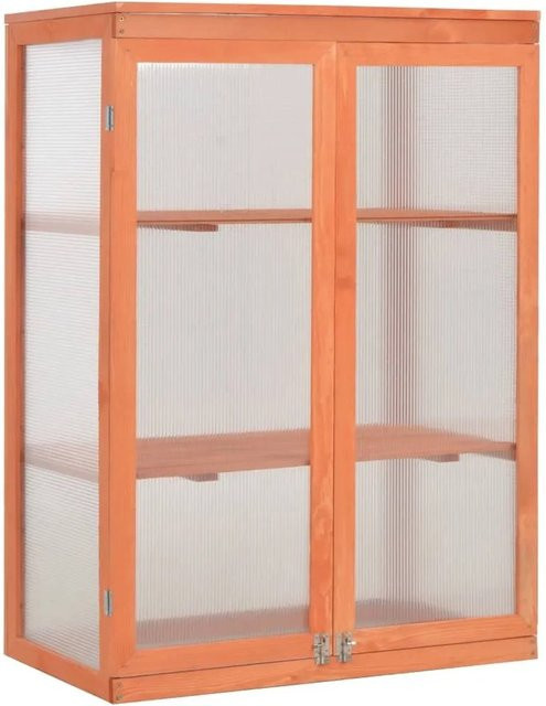 vidaXL Gewächshaus-Schrank aus Holz in Braun mit Polycarbonat-Platten, B/T/H: 75 x 47 x 109 cm - Bild 1