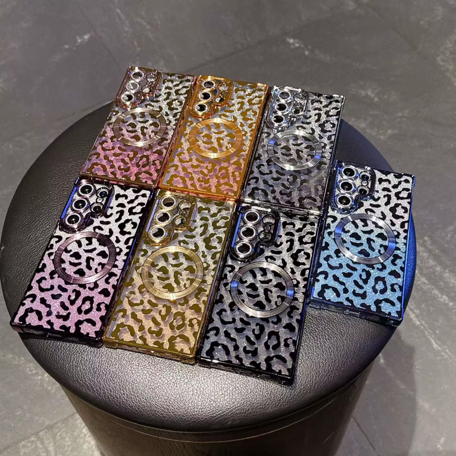 Luxuriöse Magnet-Hülle mit Leopardenmuster und Glitzer-Farbverlauf für Samsung Galaxy S26 Ultra, S26 Plus und S25 Ultra in Multicolour/Purple - Bild 2