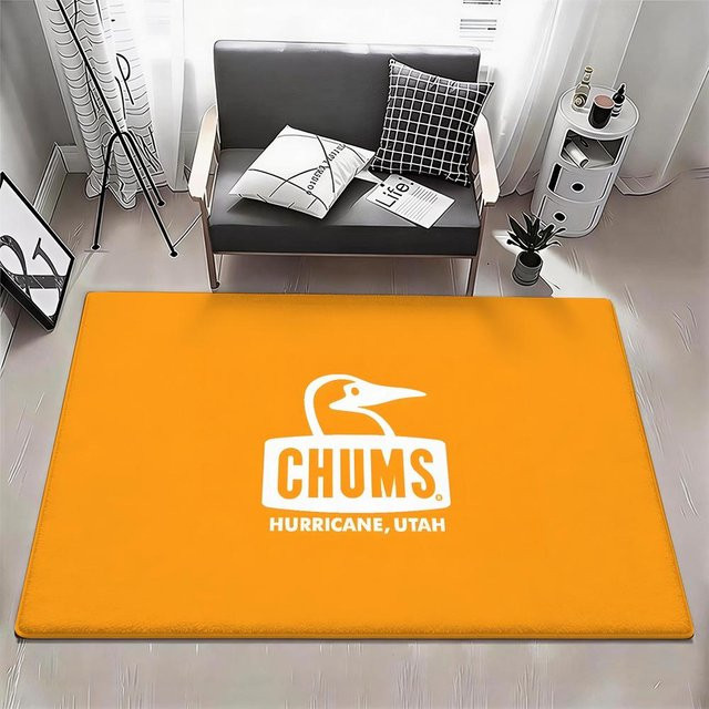 C-Chums Bodenmatte Eco Flanell-Fußmatte in Weiß und Orange, rutschfest und geruchlos, weiche Plüsch-Heimmatte für den Innenbereich - Bild 1