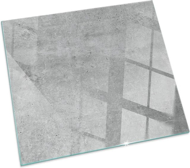 Tulup Glasplatte für Kamin in Grau mit Rohbetonstruktur, B/B: 50 x 50 cm - Bild 1