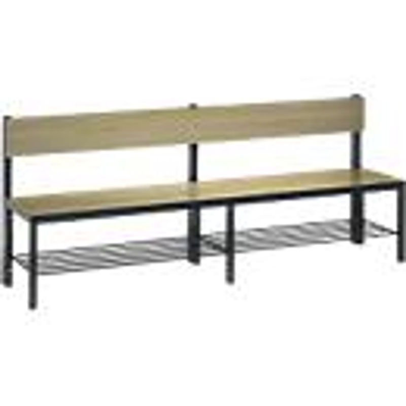 C+P Sitzbank Basic Plus mit Rückenlehne und Schuhrost, Dekor Eiche Sereno, Gestell Schwarzgrau, H: 79,6 cm, B: 196,0 cm, T: 40,7 cm - Bild 2