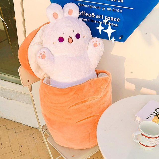 Linyi toy Taiyaki Katze Hase Plüschtier Kissen, 60cm, Rosa - Bild 1