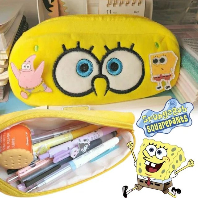 Potdemiel SpongeBob Federmäppchen aus Plüsch in Gelb mit Reißverschluss - Bild 1