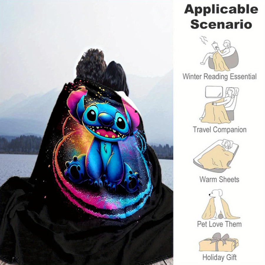 Weiche Stitch Flanell-Decke mit Cartoon-Design von LjqSix, Mehrfarbig, B/B: 150 x 200 cm - Bild 3