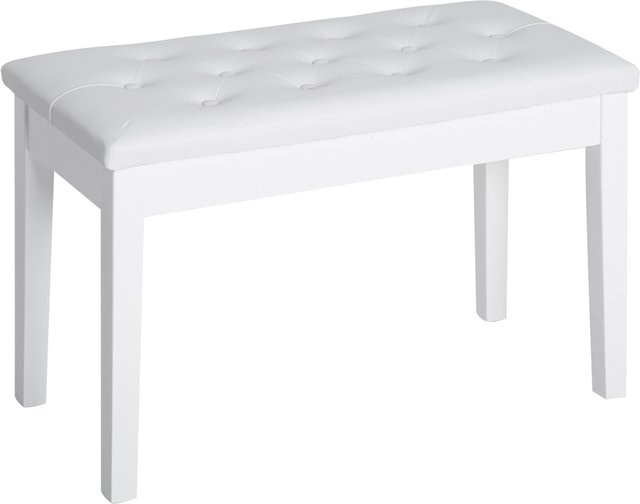 HOMCOM Klavierhocker im Landhausstil mit Stauraum aus Gummiholz und Kunstleder, weiß, B/T/H: 76 x 36 x 50 cm - Bild 1