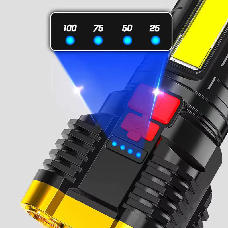 Wasserdichte LED-Taschenlampe mit 5 LEDs, USB wiederaufladbar und verstellbarer Reichweite für Camping und Wandern - Bild 5