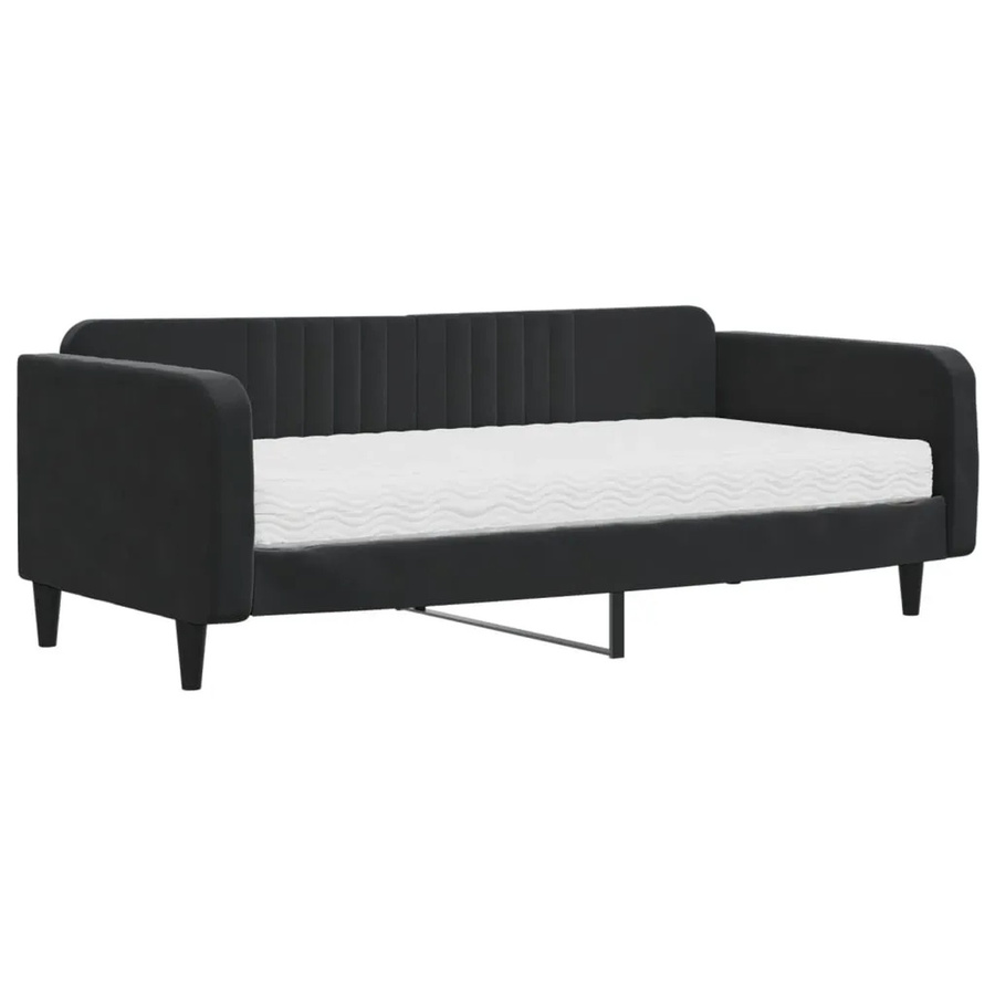 vidaXL Tagesbett mit Matratze aus Samt in Schwarz, B/T/H: 223 x 110 x 75 cm - Bild 2