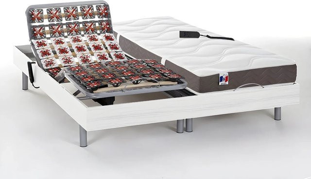 YSMÉE Bett mit elektrischem Lattenrost Jupiter in Weiß, Breite: 190 cm, Tiefe: 71 cm - Bild 1