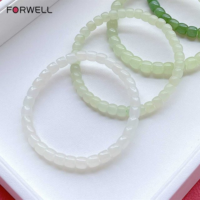 FORWELL Armband, Jade, weiße Perlen, Damen, 6 mm - Bild 1