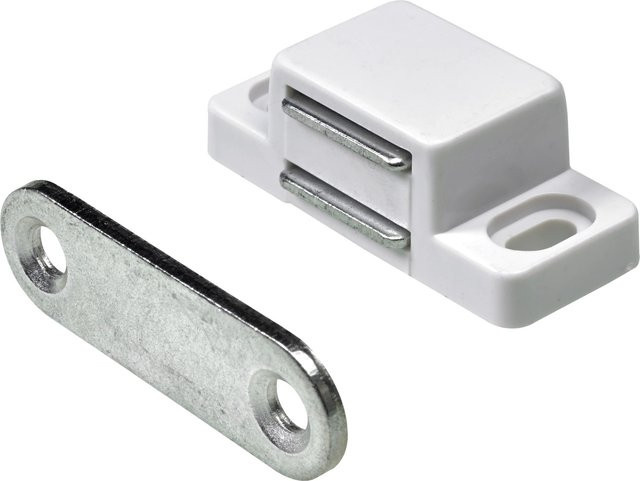 Hettich Magnetschnäpper mit Platte, starr, verzinkt, Weiß, 4 Stück, 4 kg - Bild 1