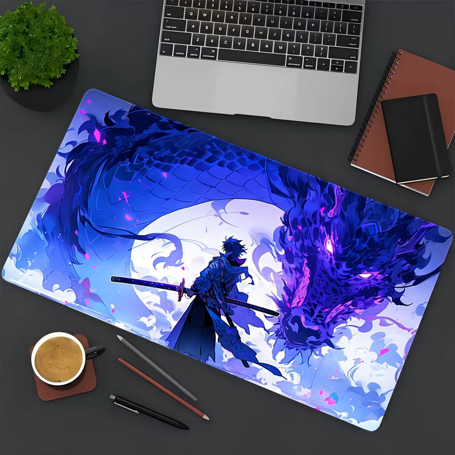 Gaming-Mauspad mit Drachenjungen-Muster in Blau, rutschfeste Anime-Schreibtischunterlage für Gamer - Bild 5