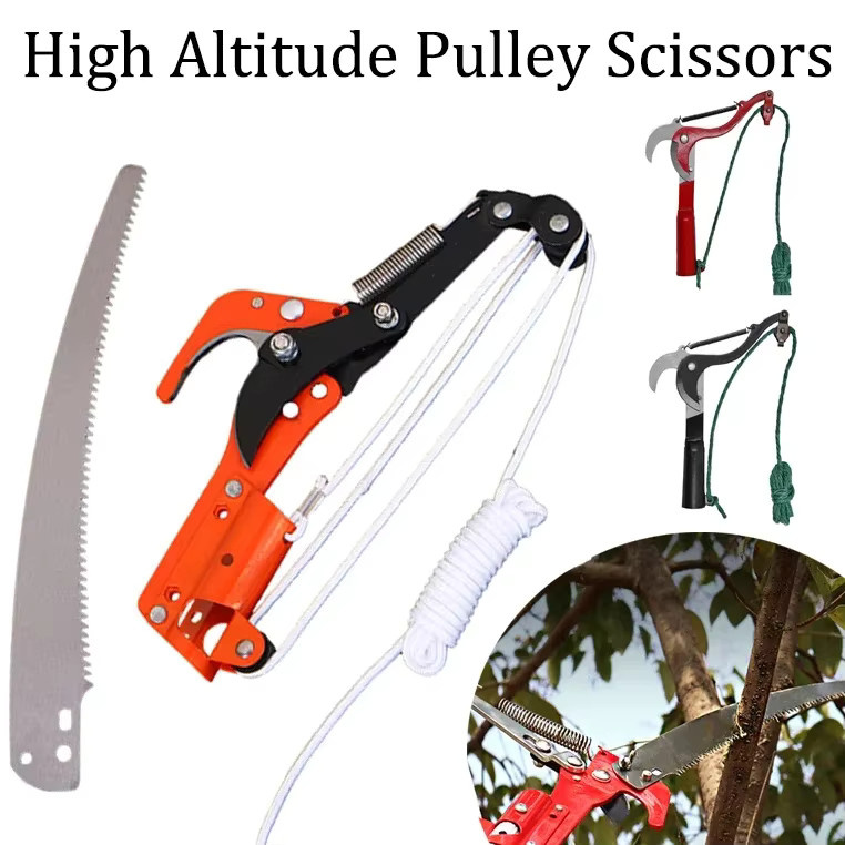 2-in-1 Astschere und Säge mit drei Riemenscheiben für die Gartenarbeit und Obsternte ohne Stange - Bild 2
