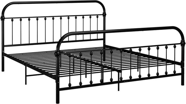 vidaXL Bettgestell aus Metall in Schwarz Matt, B/T: 180 x 200 cm - Bild 1