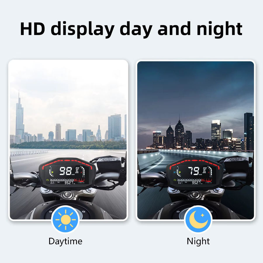 Universal Moto Dashboard Digitaler Motorrad Tacho mit Hintergrundbeleuchtung für BMW Honda Ducati Kawasaki Yamaha in Schwarz - Bild 3