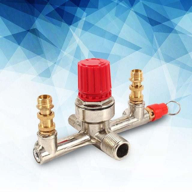 CosyHome Doppel-Outlet-Druckregler mit Rohr-Legierung und Ventil für Luftkompressoren in Weiß und Silber - Bild 1