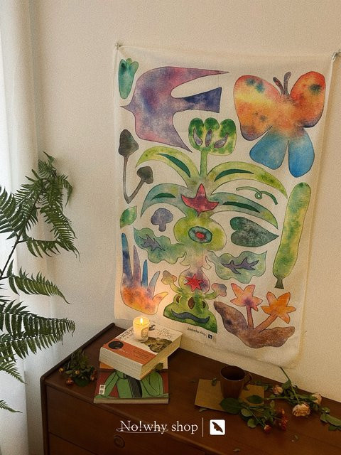 VIKAMA Dekorativer Wandbehang Botanischer Garten mit floralem Muster in Multicolour, B/H: 80 x 80 cm - Bild 1