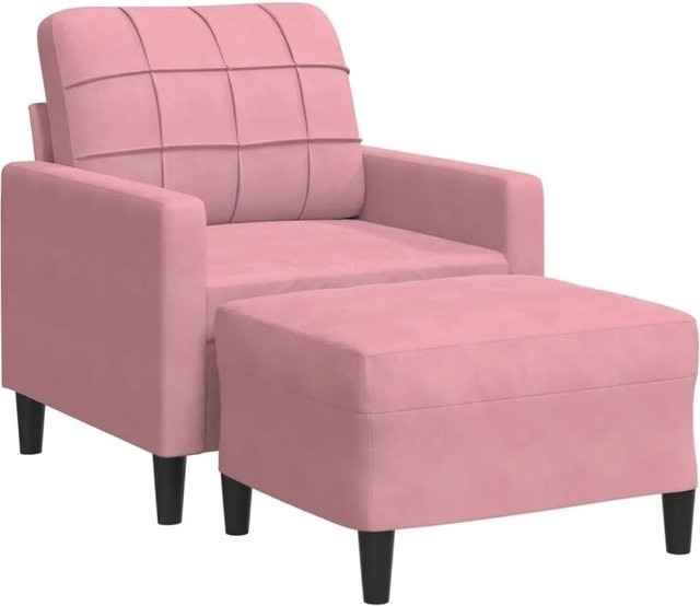vidaXL Sessel mit Hocker in Rosa aus Samt mit Metallgestell - Bild 1