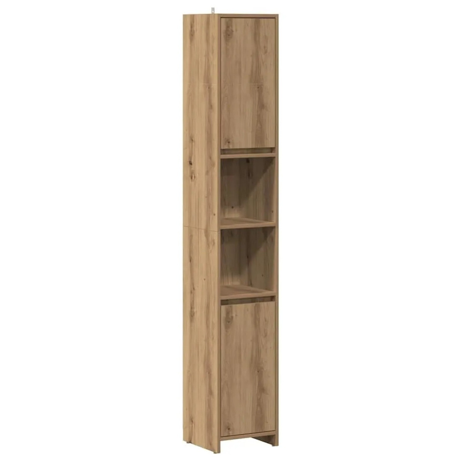 vidaXL Badschrank Artisan-Eiche in Braun mit Türen und Schubladen, Wandmontage, B/T/H: 30 x 30 x 183,5 cm - Bild 2