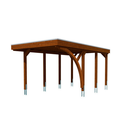 SKANHOLZ Carport Friesland aus Fichte mit Einfahrtsbogen und Flachdach in Nussbaum, B: 320 cm, T: 555 cm - Bild 2