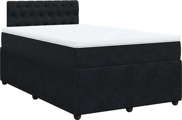 vidaXL Boxspringbett mit Matratze in Schwarz aus Samt, Hybrid-Konstruktion mit Taschenfederkern, B/T/H: 120 x 190 x 100,5 cm - Bild 1
