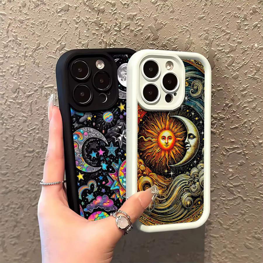 YAETEE Silikon Handyhülle mit Sternen und Mond für iPhone 16, 15, 14, 13, 12 und 11 in Multicolour - Bild 1