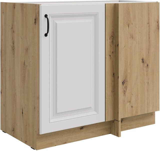 Eckunterschrank Stilo Küchenzeile in Weiß und Eiche, Breite: 105 cm - Bild 1