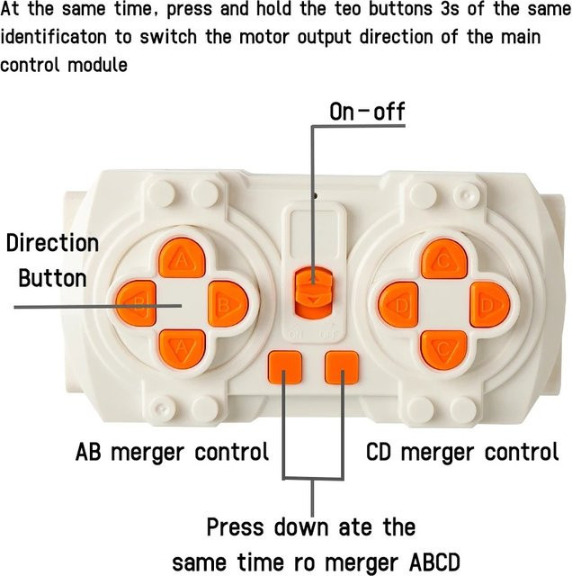 stemedu MOC 8-Wege-Fernbedienung, Zubehör, unterstützt APP-Programm mit L-Motor, Servo-Bausteinen, Power-Kit - Bild 1