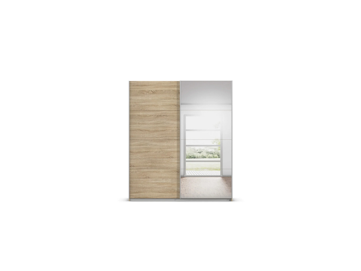RAUCH Quadra Schwebetürenschrank mit Spiegelelementen und integrierten Schubladen, Farbe: Braun, B/T/H: 181 x 62 x 210 cm - Bild 3
