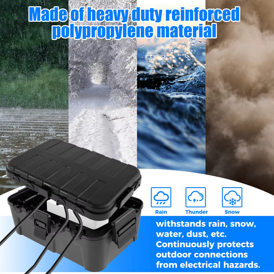 Wasserdichte elektrische Außenbox Außenstrom Cor, IP54 wetterfest, Schwarz, B/T/H: 34,5 x 24,0 x 12,0 cm - Bild 6