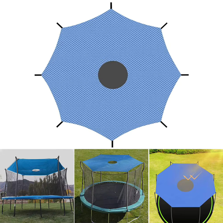 APWIKOGER Trampolin-Schattenabdeckung in Blau, wasserdichte Trampolin-Sonnenschutz-Überdachung für den Außenbereich - Bild 1