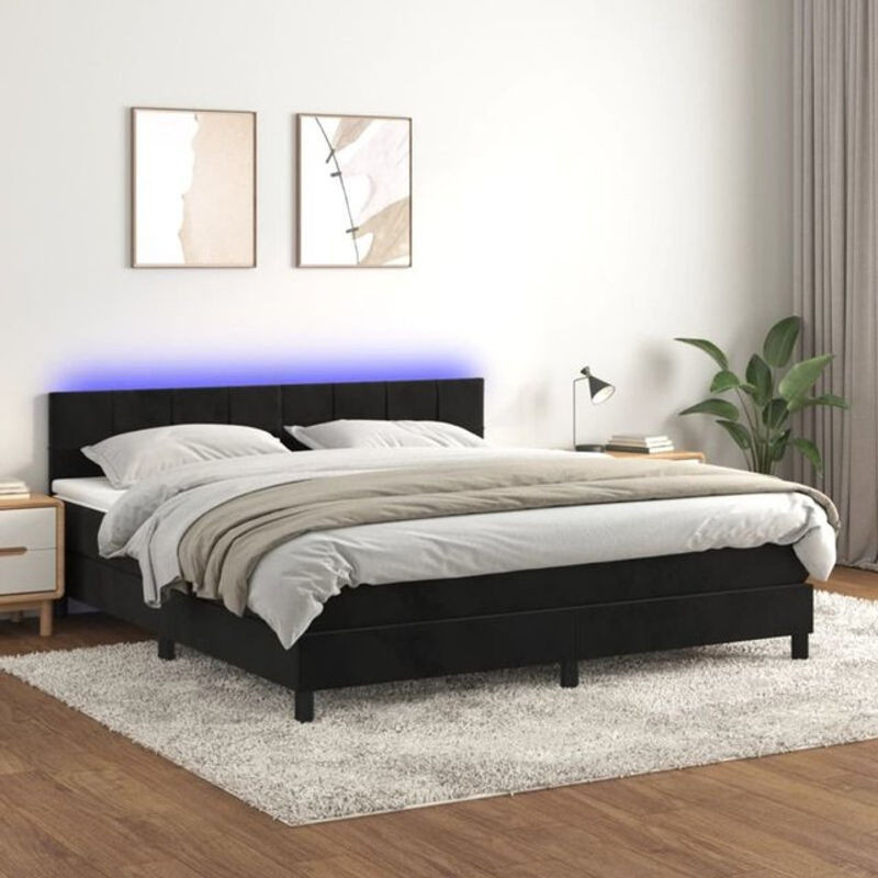 Vidaxl Boxspringbett mit Matratze in Schwarz aus Samt, B/T/H: 160 x 200 x 78 cm - Bild 1