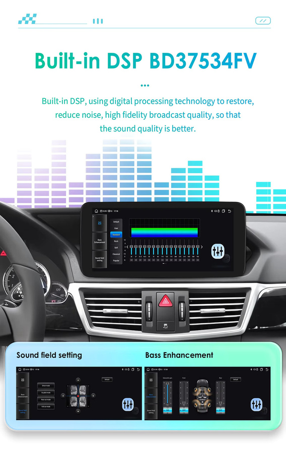 Hizpo Android 14 Autoradio mit 4G AI System und GPS für Mercedes Benz E-Klasse W212 2009–2016, Multimedia-Video-Player in Schwarz - Bild 4