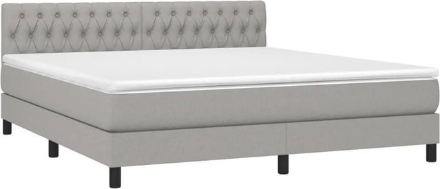 vidaXL Boxspringbett mit Matratze und LED-Unterbettbeleuchtung in Hellgrau, B/T/H: 180 x 203 x 78 cm - Bild 1