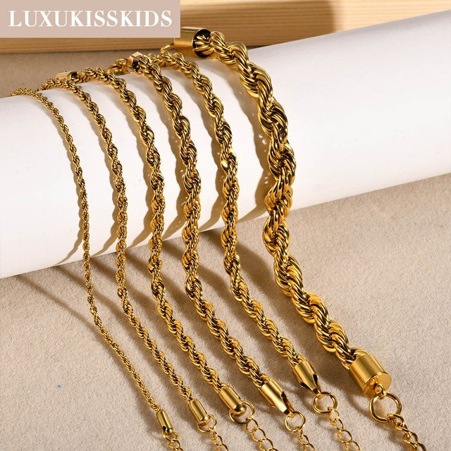 LUXUKISSKIDS Armband Edelstahl, Twist Ketten, Gold Silber, Unisex - Bild 1