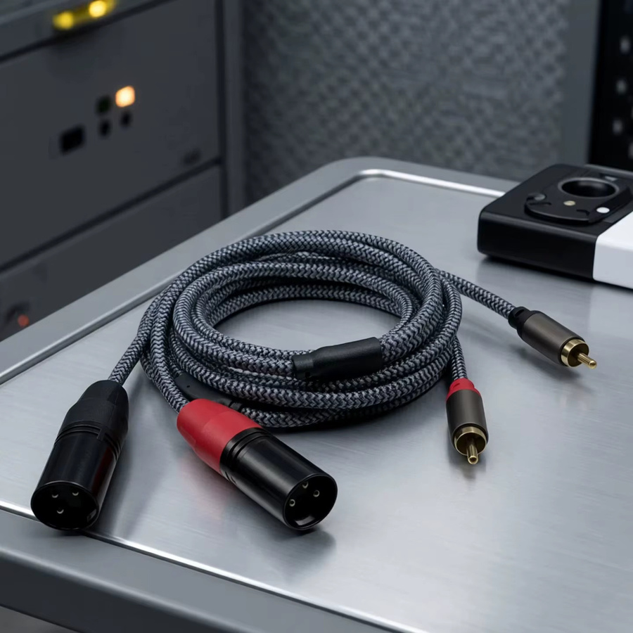 HIFI Audiokabel 2RCA auf 2XLR männlich zu 3-Pin XLR weiblich zu RCA männlich in Grau für Lautsprecher, Verstärker und Mischpult - Bild 2