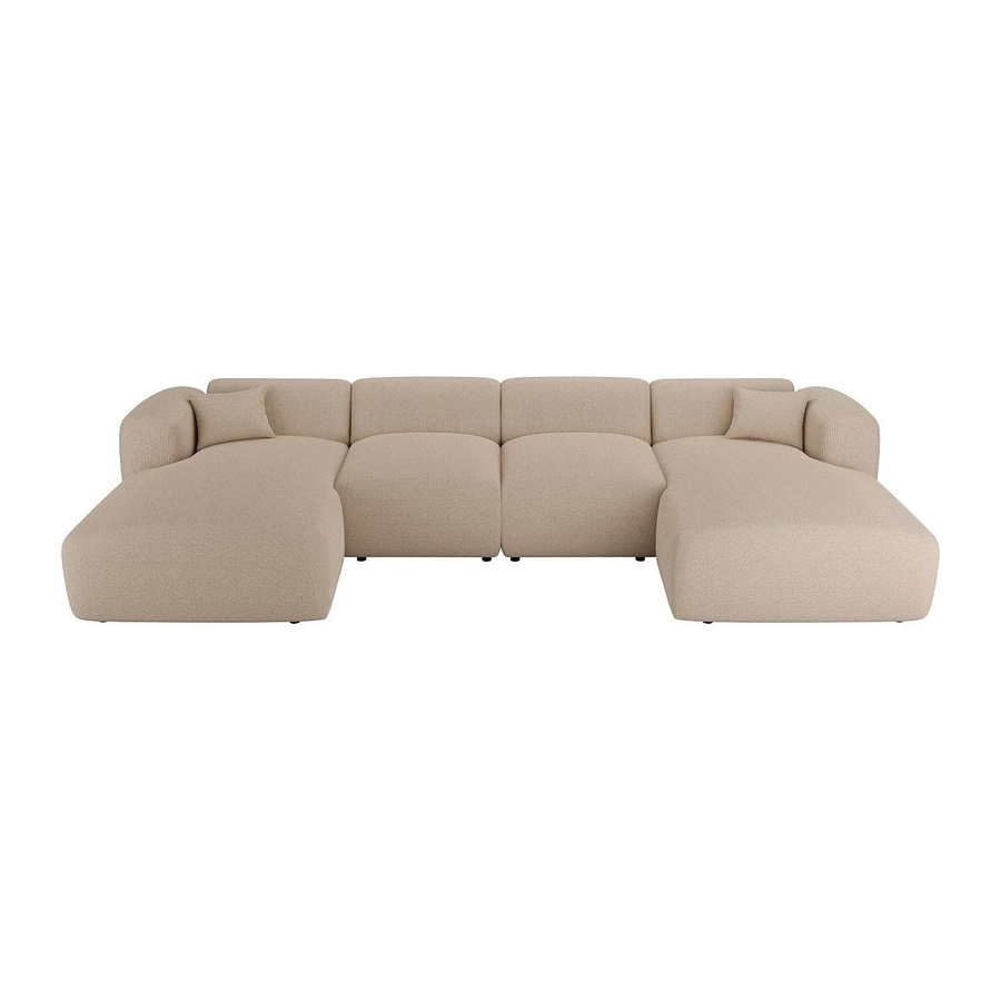 Maison Céphy Sofa Pogni in Beige mit Samt-Stoff und Armlehnen, Breite: 356 cm - Bild 2